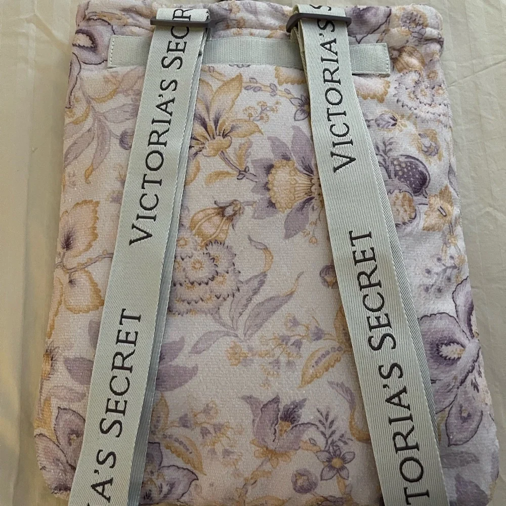 Victoria's Secret Floral Bath Beach Towel Backpack - Purple and Yellow